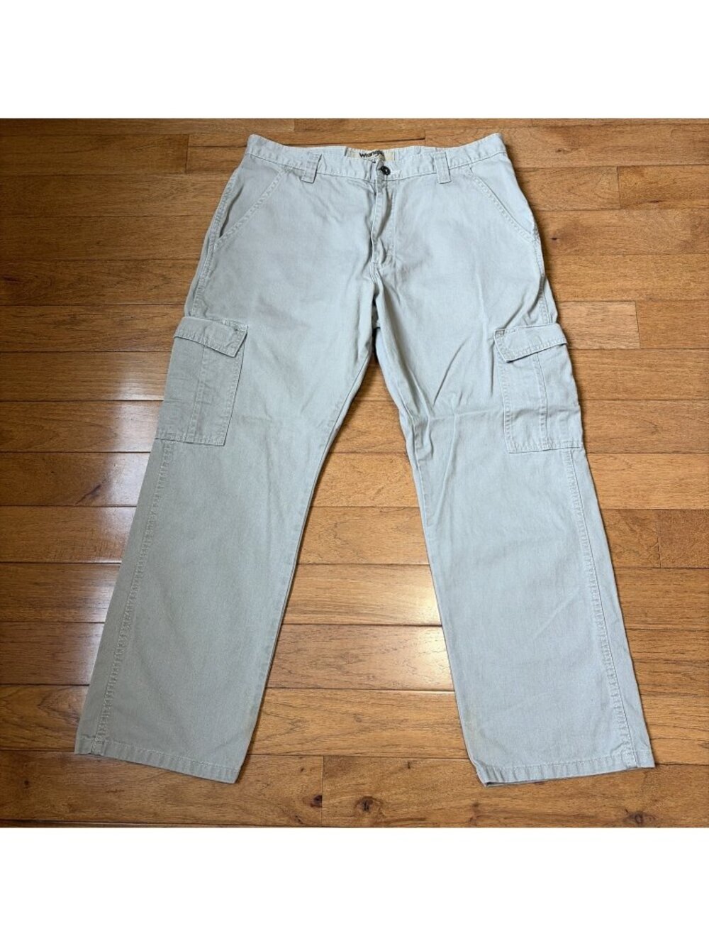 Wrangler Authentics Cargo Pants Mens 34x29 Khaki Cotton Straight Utility Stretch